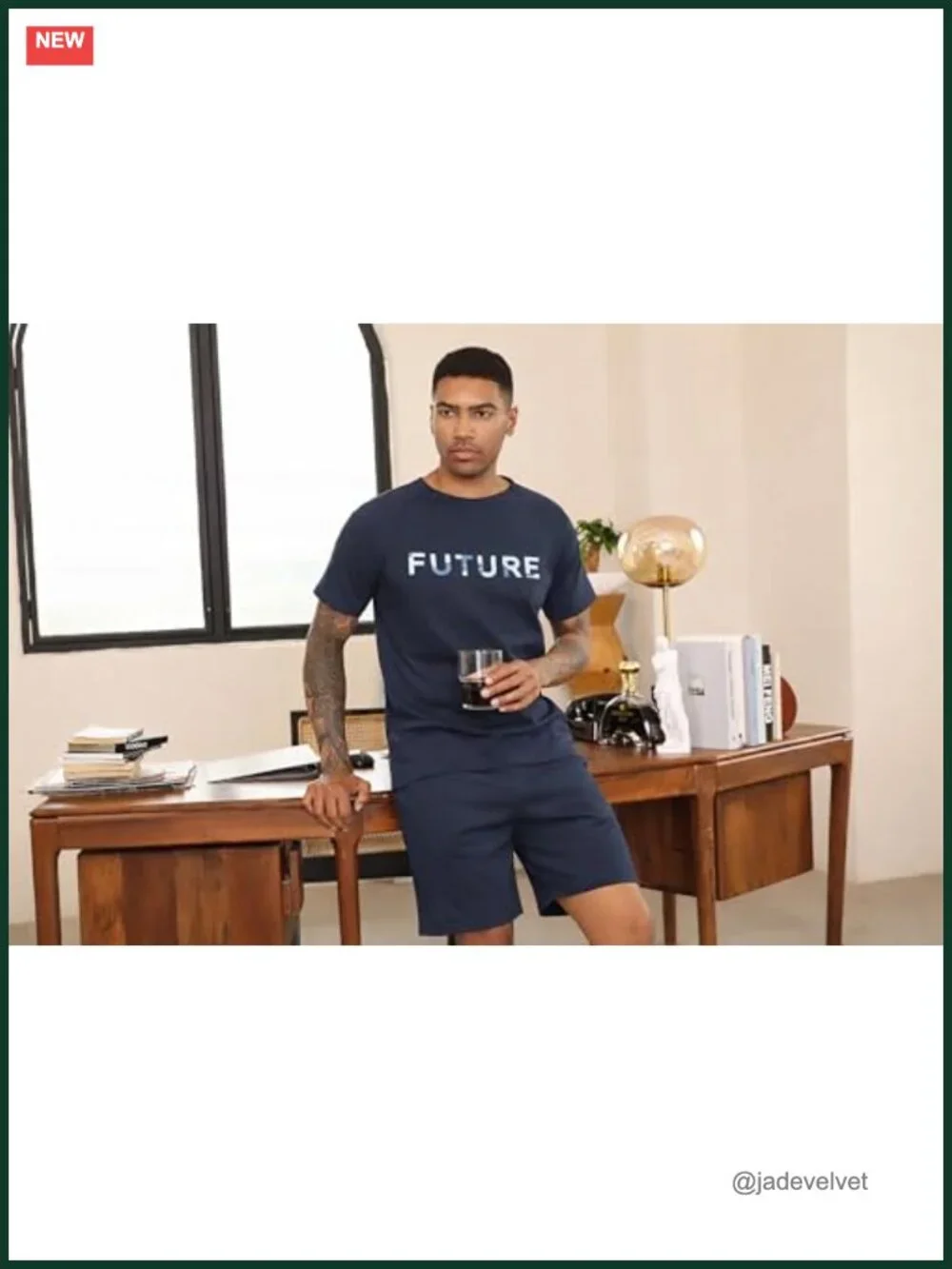 Men's Cotton Pajama Shorts Set Short Sleeve Sleepwear S-XXL